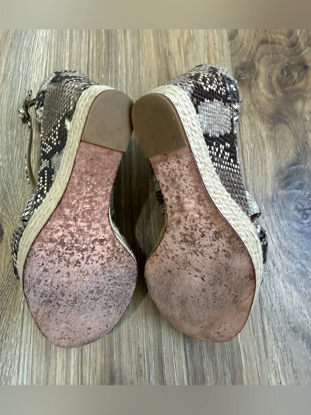 L.K. Bennett Snakeskin Print Espadrille Wedge Sandals EU 37